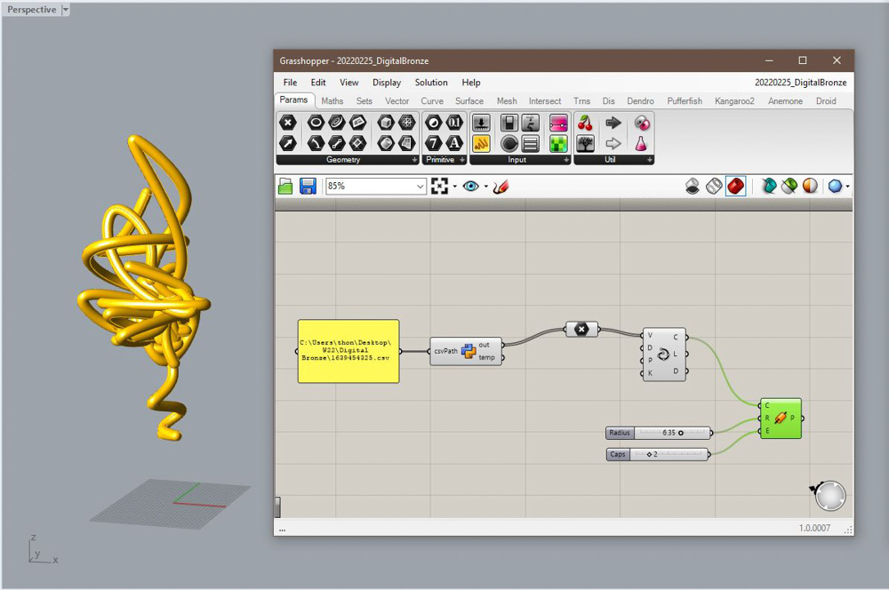 screenshot of graphing data for bronze casting