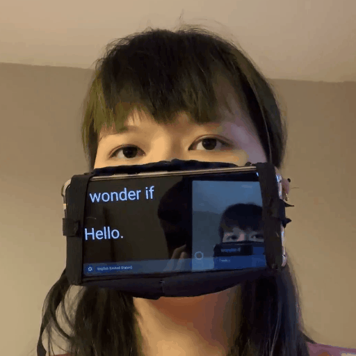 phone displaying text strapped to my face